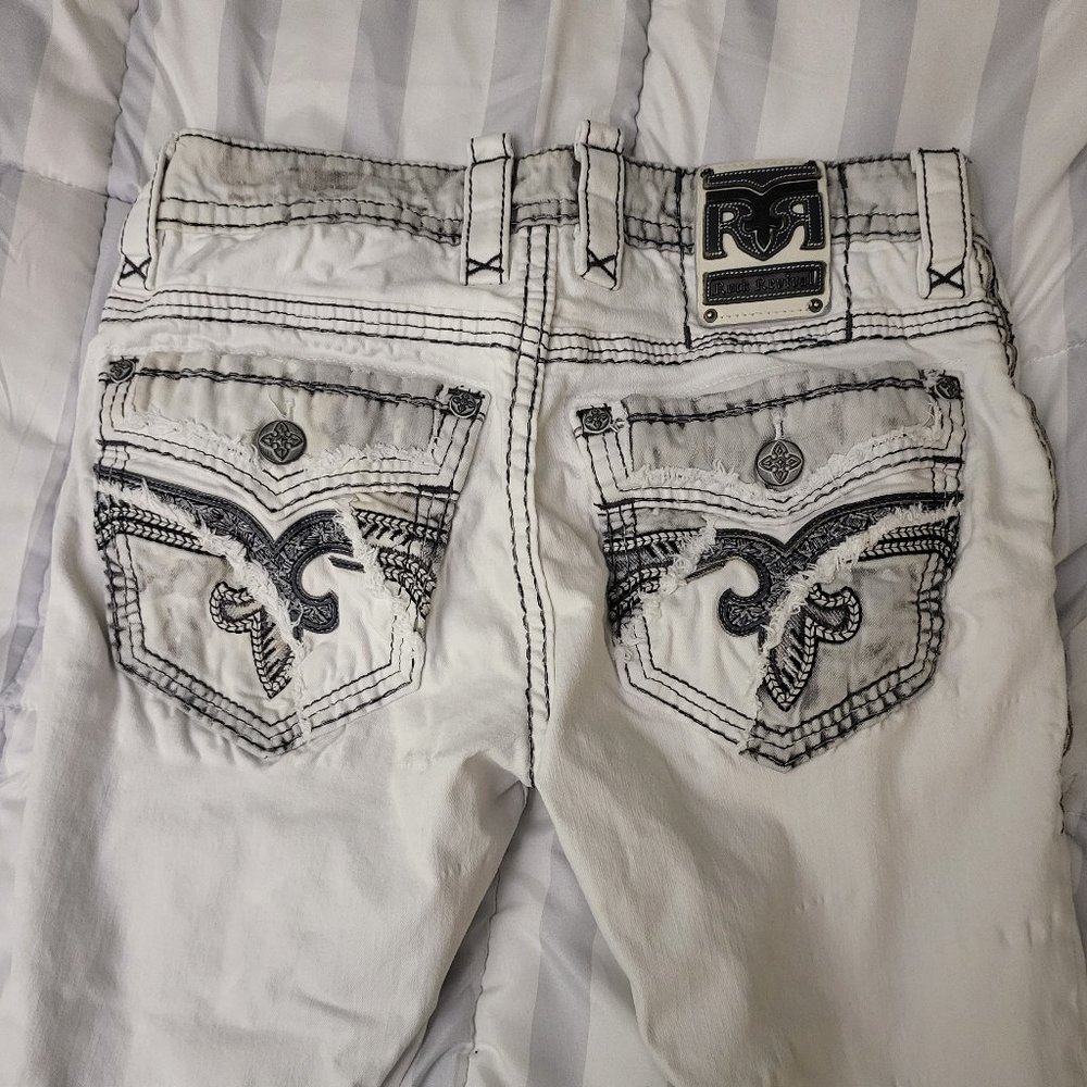 Rock Revival - Men's Fashion Jeans - White - Zorada 32/32